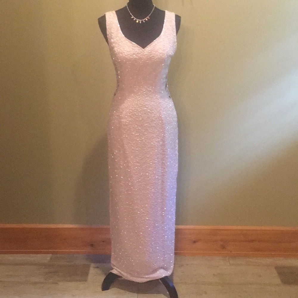 100% silk, fully beaded gown.
